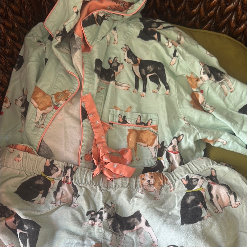 Nick & Nora Mint Green Dog Print Pajamas